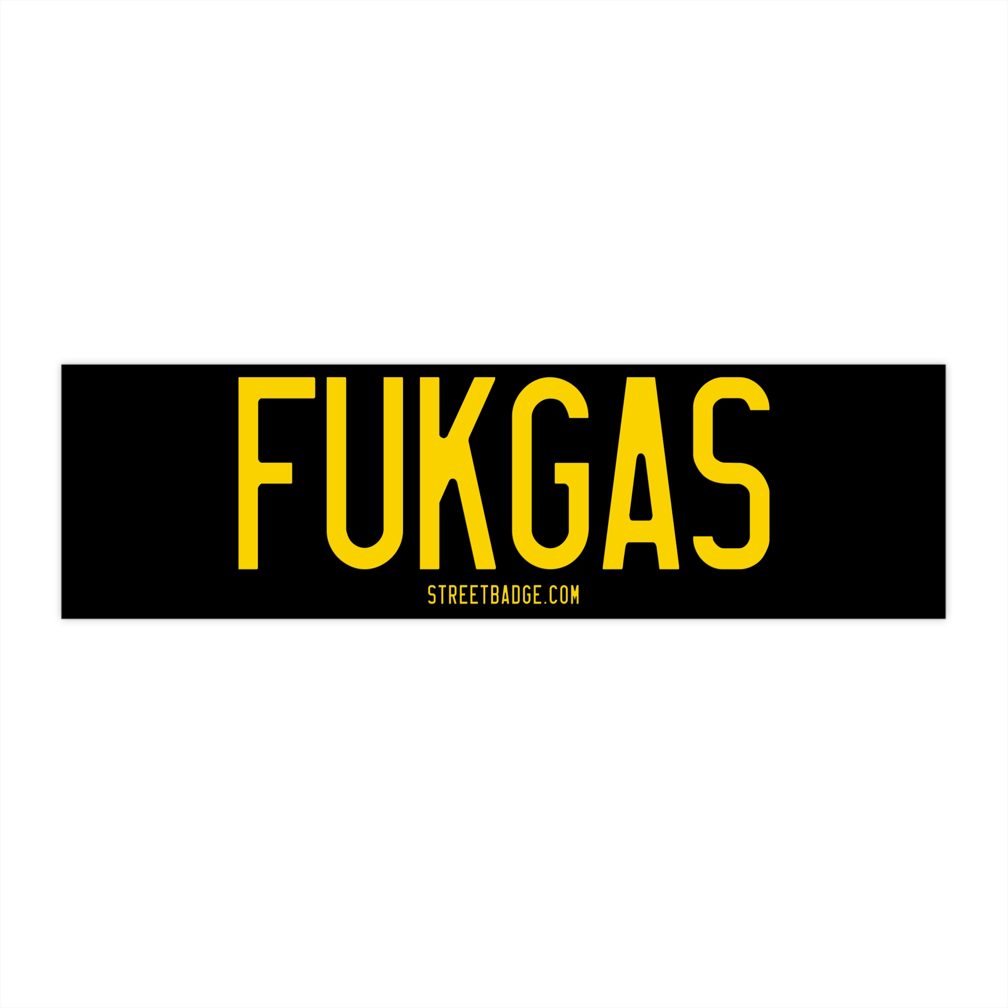 FUKGAS bumper sticker | black yellow decal, car vinyl sticker